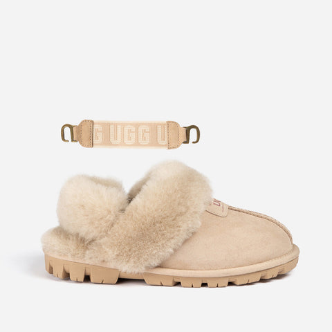 Ugg Coquette Slipper (Elastic Logo & Wool Strap) (Detachable Feature) - Beige