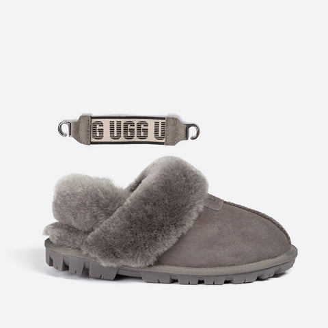 Ugg Coquette Slipper (Elastic Logo & Wool Strap) (Detachable Feature) - Grey