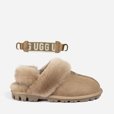 Ugg Coquette Slipper (Elastic Logo & Wool Strap) (Detachable Feature) - Olive