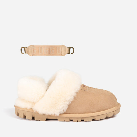 Ugg Coquette Slipper (Elastic Logo & Wool Strap) (Detachable Feature) - Sand