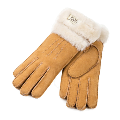 Ugg Sheepskin Double Cuff Glove - Chestnut