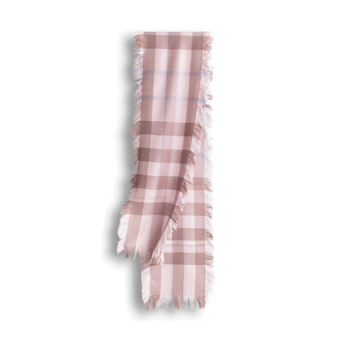 fringed check wool scarf