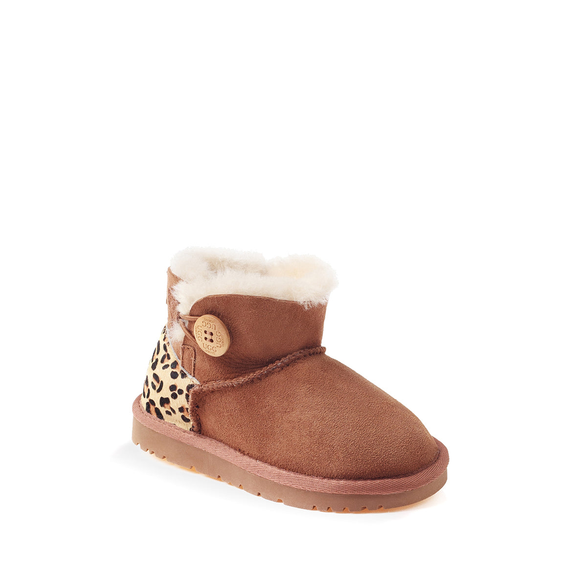Ugg Kids Mini Button Boots (Water Resistant) - Leopard