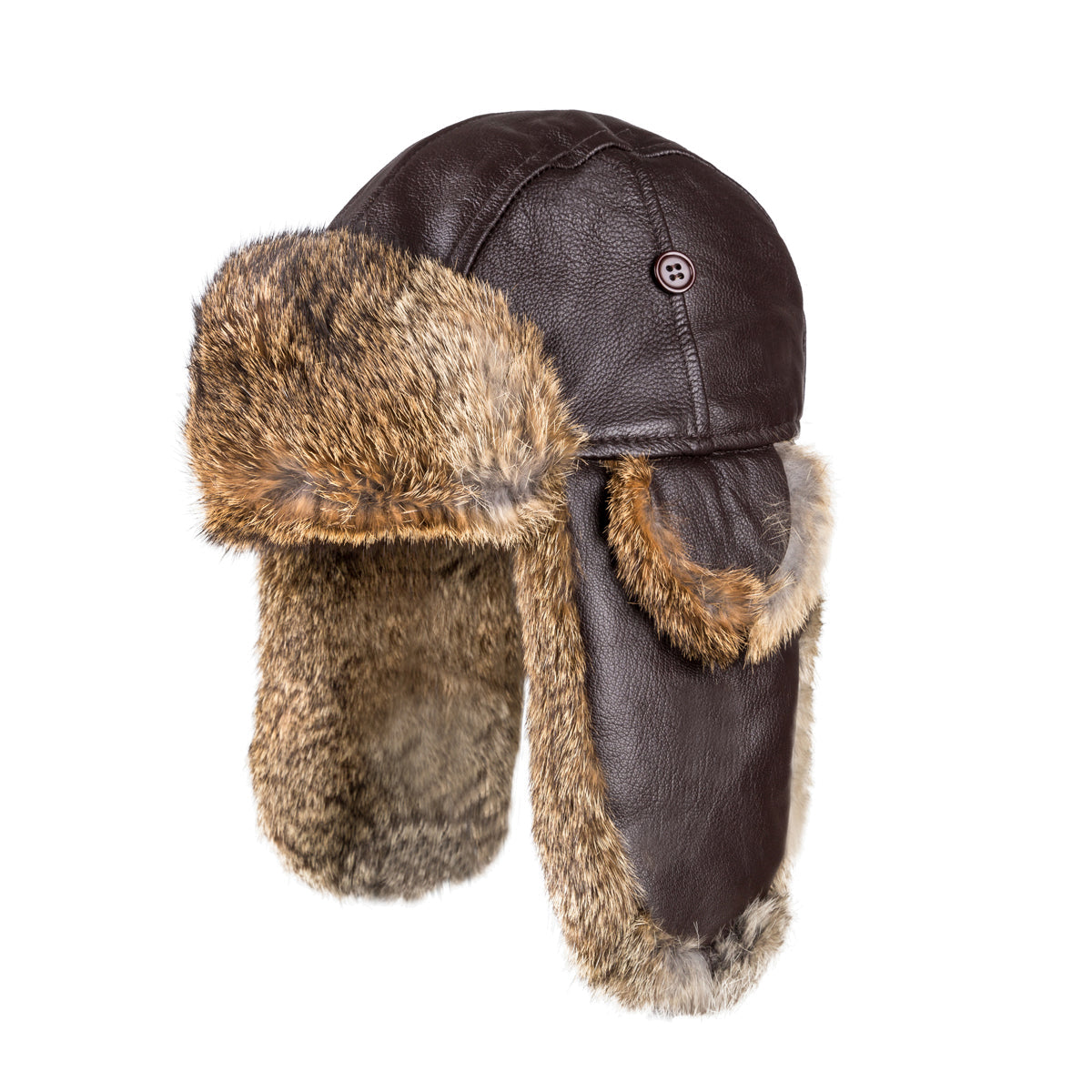 Ugg Vintage Rodeo Leather Rabbit Fur Aviator Hat - Brown
