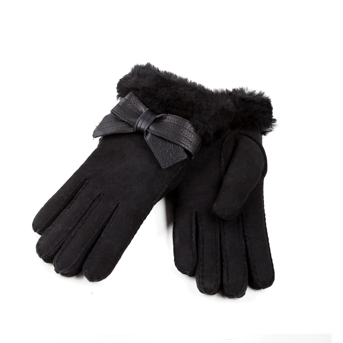 Ugg Sheepskin Ribbon Glove - Black