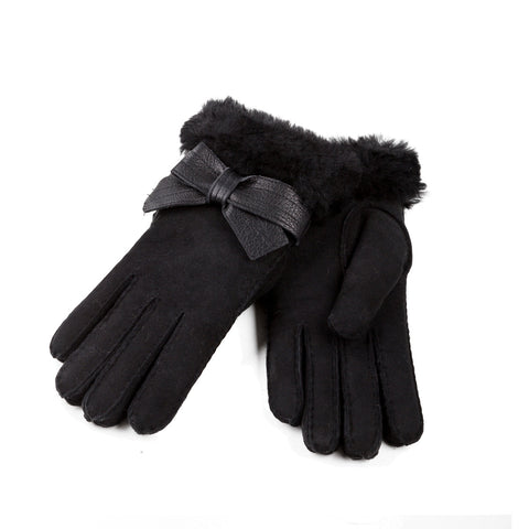 Ugg Sheepskin Ribbon Glove - Black