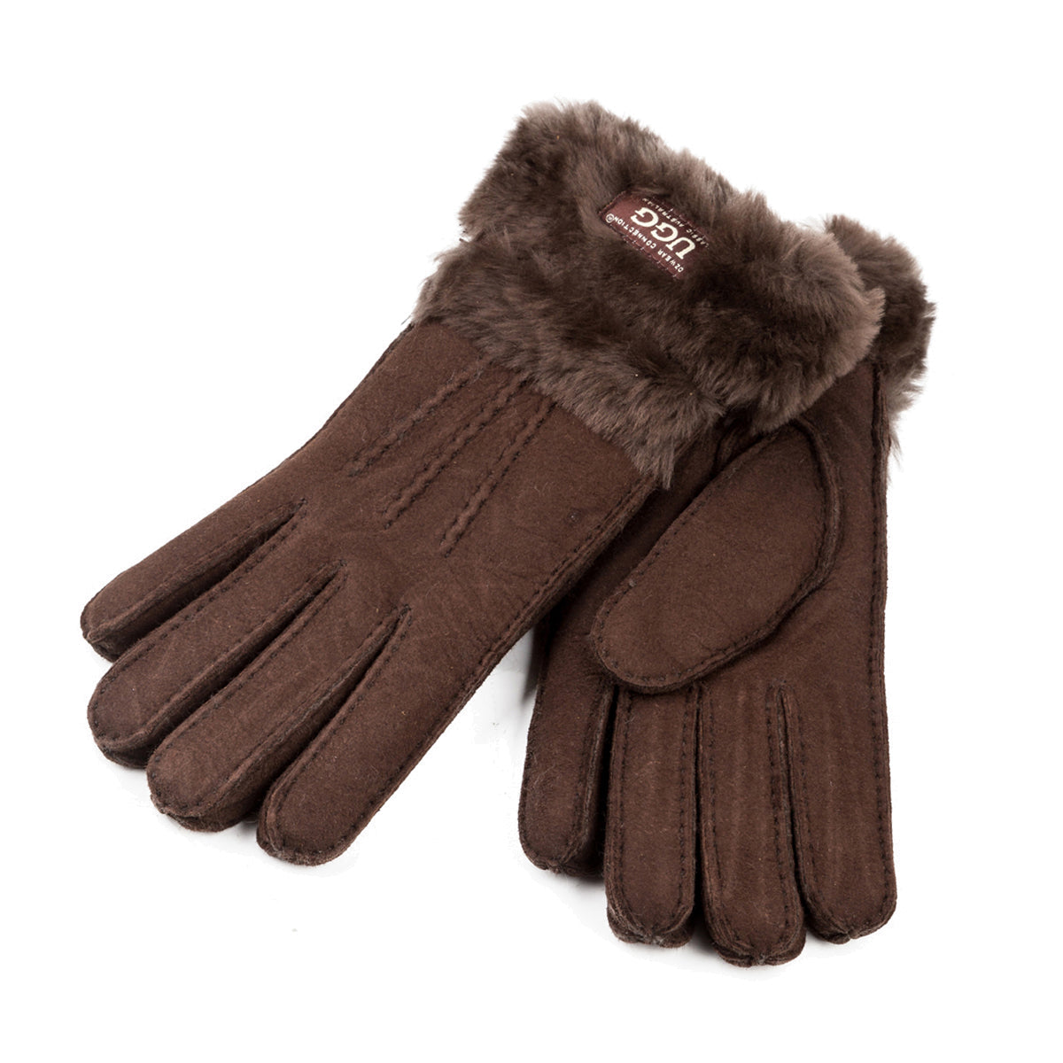 Ugg Sheepskin Double Cuff Glove - Chocolate