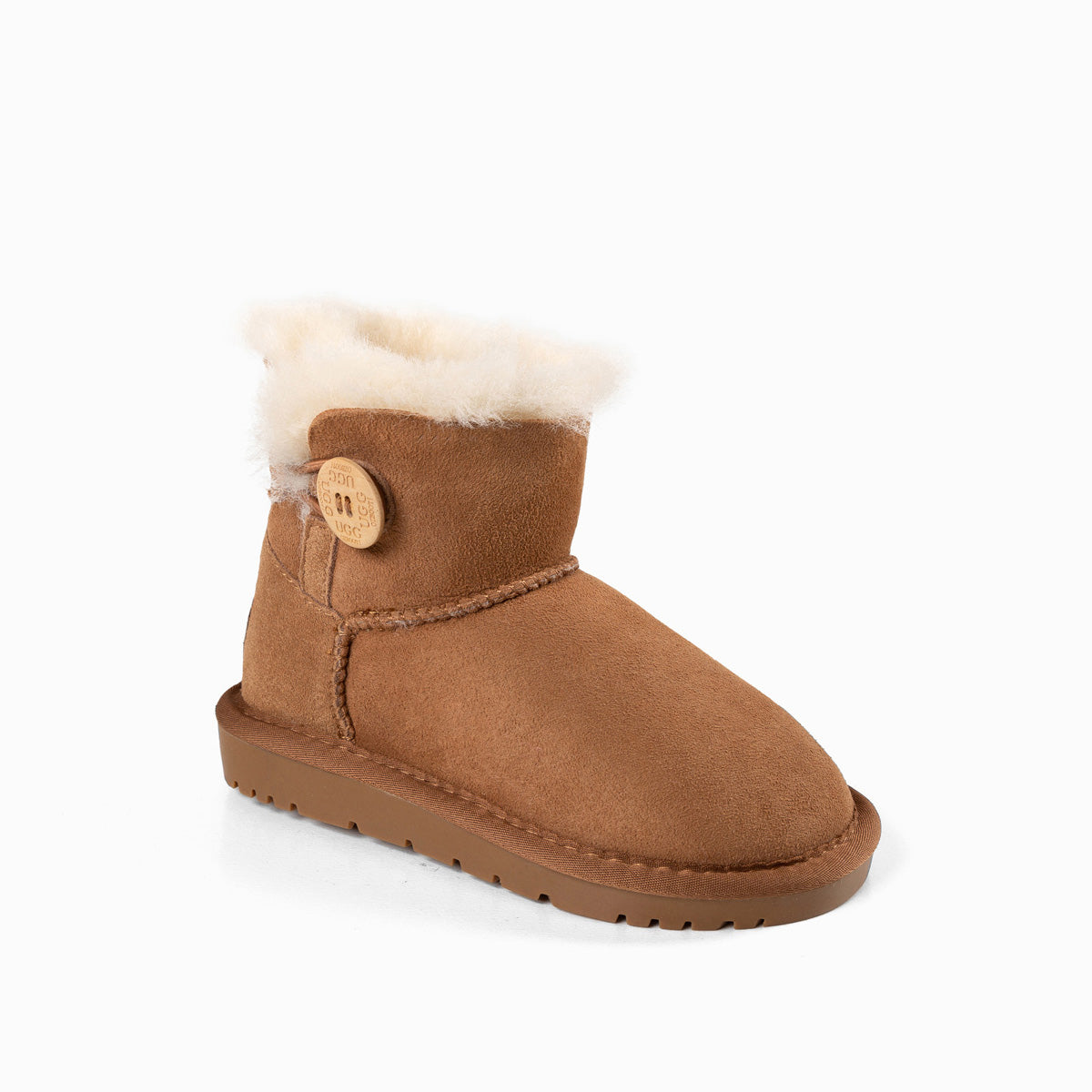 Ugg Kids Mini Button Boots (Water Resistant) - Chestnut
