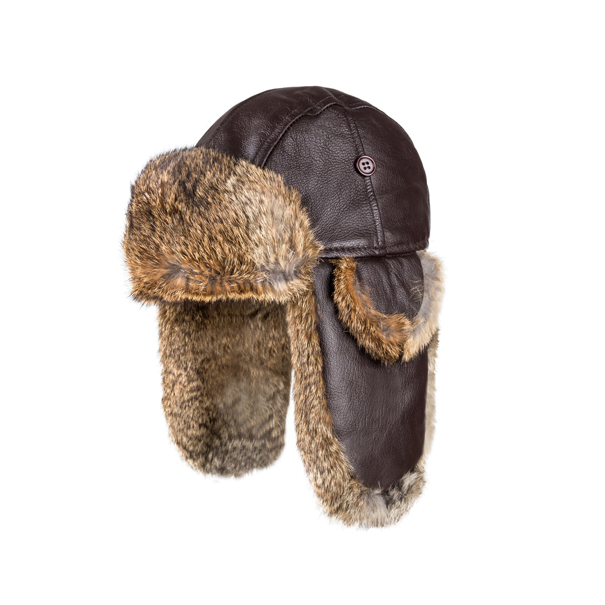 Ugg Kids Vintage Rodeo Leather Rabbit Fur Aviator Hat - Brown