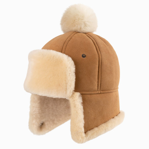 Ugg Kids Sheepskin Upflap Hat - Chestnut