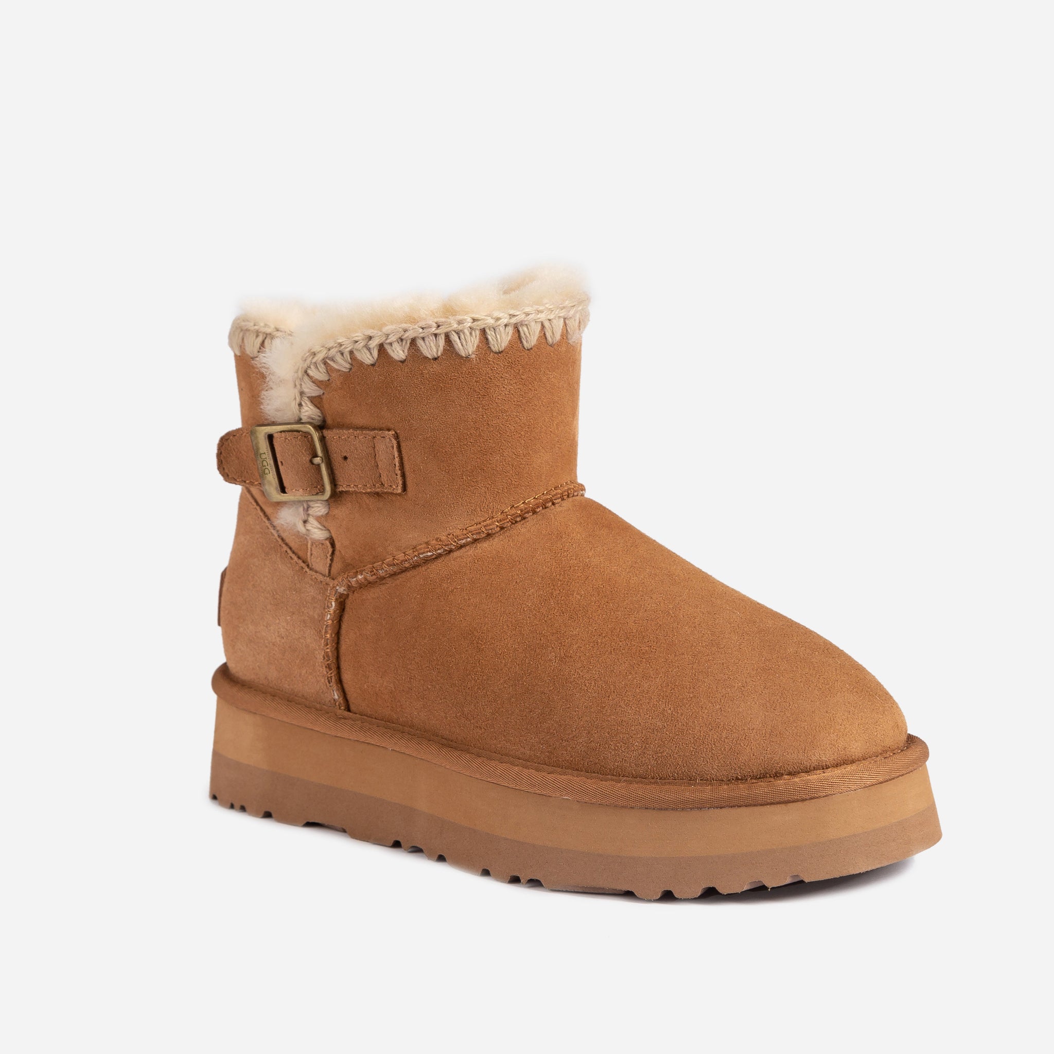 Ugg Eskimo Buckled Platform Mini Boots - Chestnut