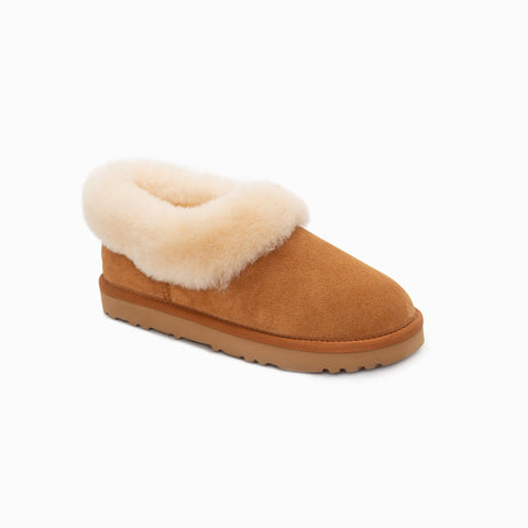 Ugg Slippers Avery Unisex Premium Sheepskin Slippers Suede - Chestnut