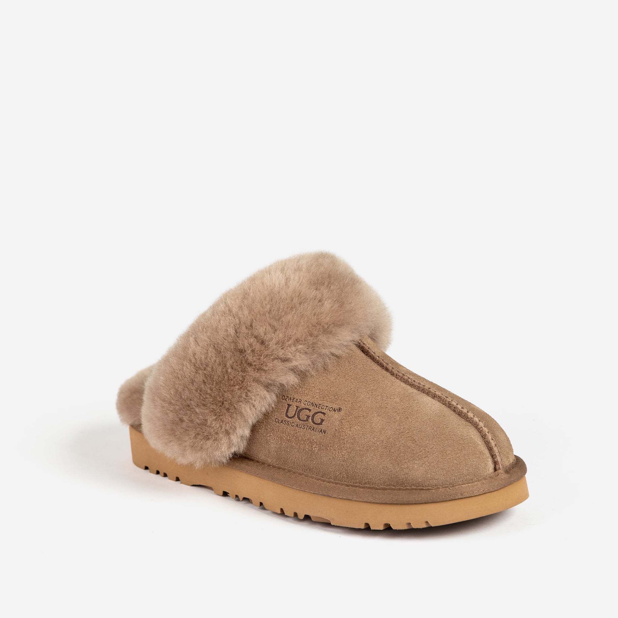 Ugg Slippers Premium Australia Sheepskin Unisex Scuffete Suede - Brown