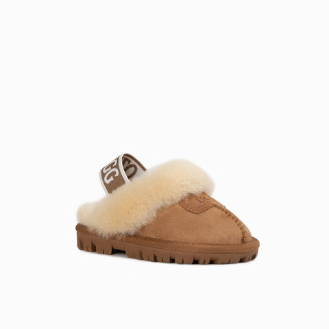 Ugg Kids Coquette  Slipper (Elastic Backstrap)( Water Resistant) - Chestnut
