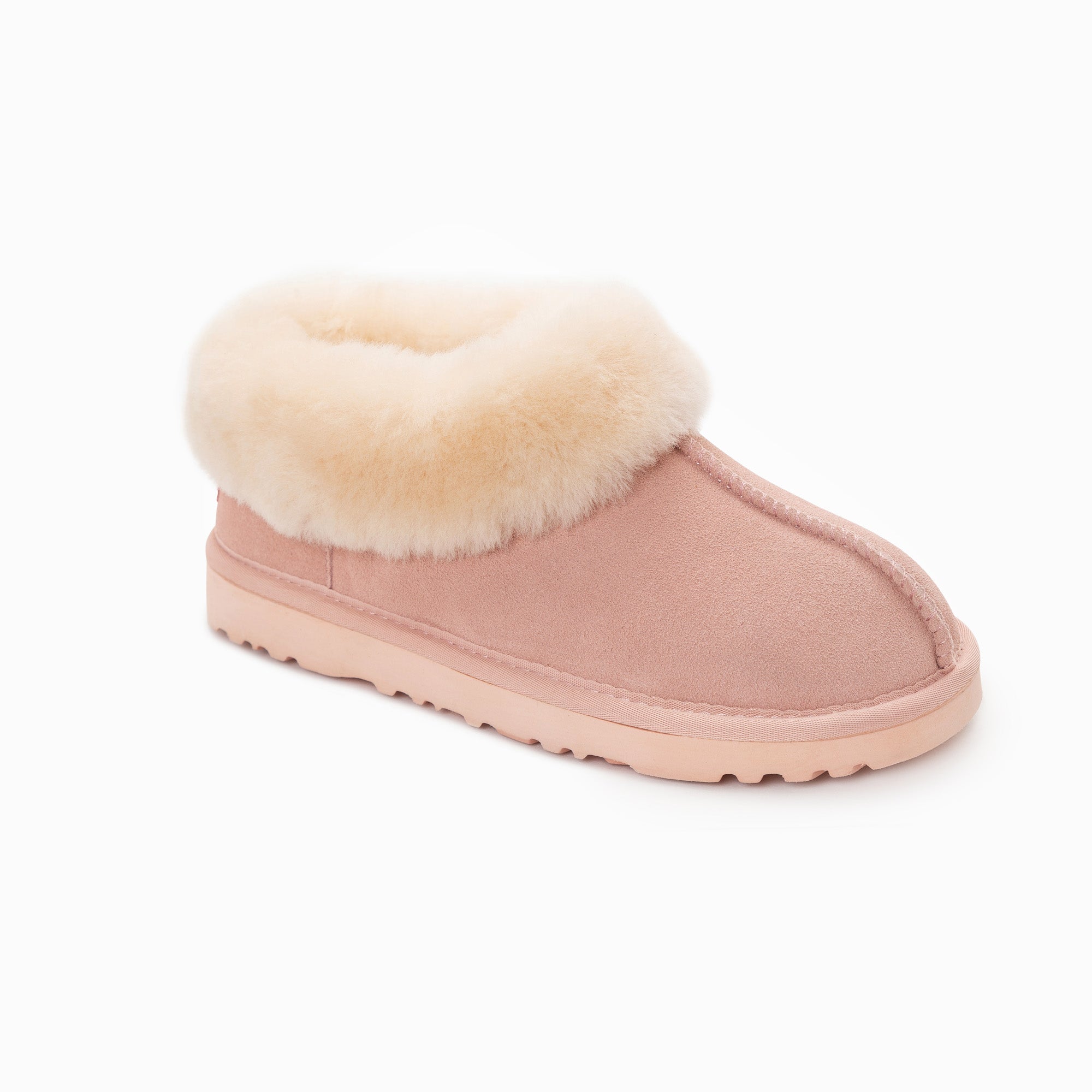 Ugg Slippers Collar Unisex Premium Sheepskin Slippers Suede - Pink