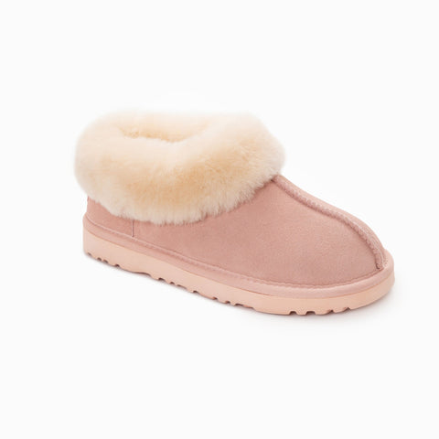 Ugg Slippers Collar Unisex Premium Sheepskin Slippers Suede - Pink