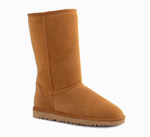 Ugg Boots Genuine Australian Sheepskin Unisex Long Classic Suede - Chestnut