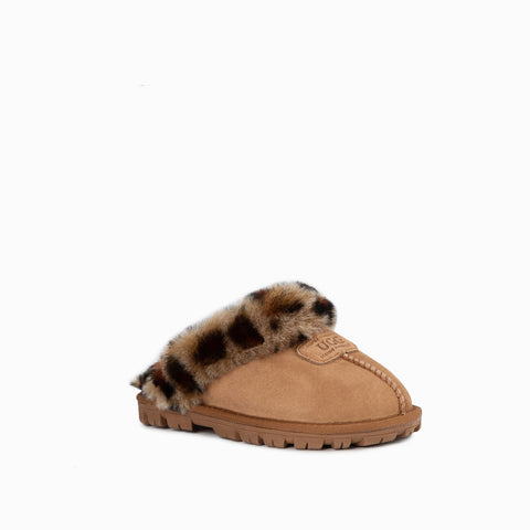 Ugg Kids Coquette Slipper (Leopard Print)(Water Resistant) - Chestnut