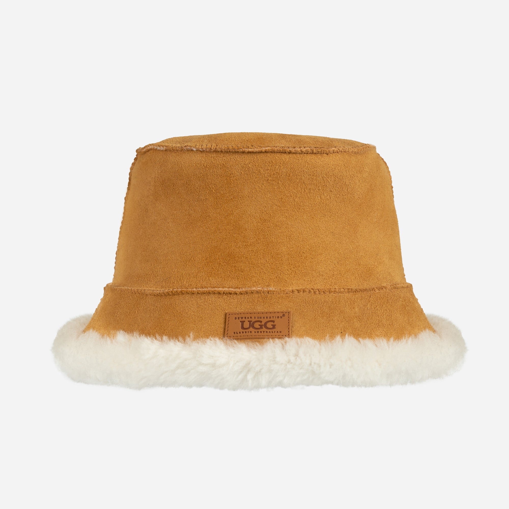 Ugg Sheepskin Reversible Bucket Hat Chestnut Ivory