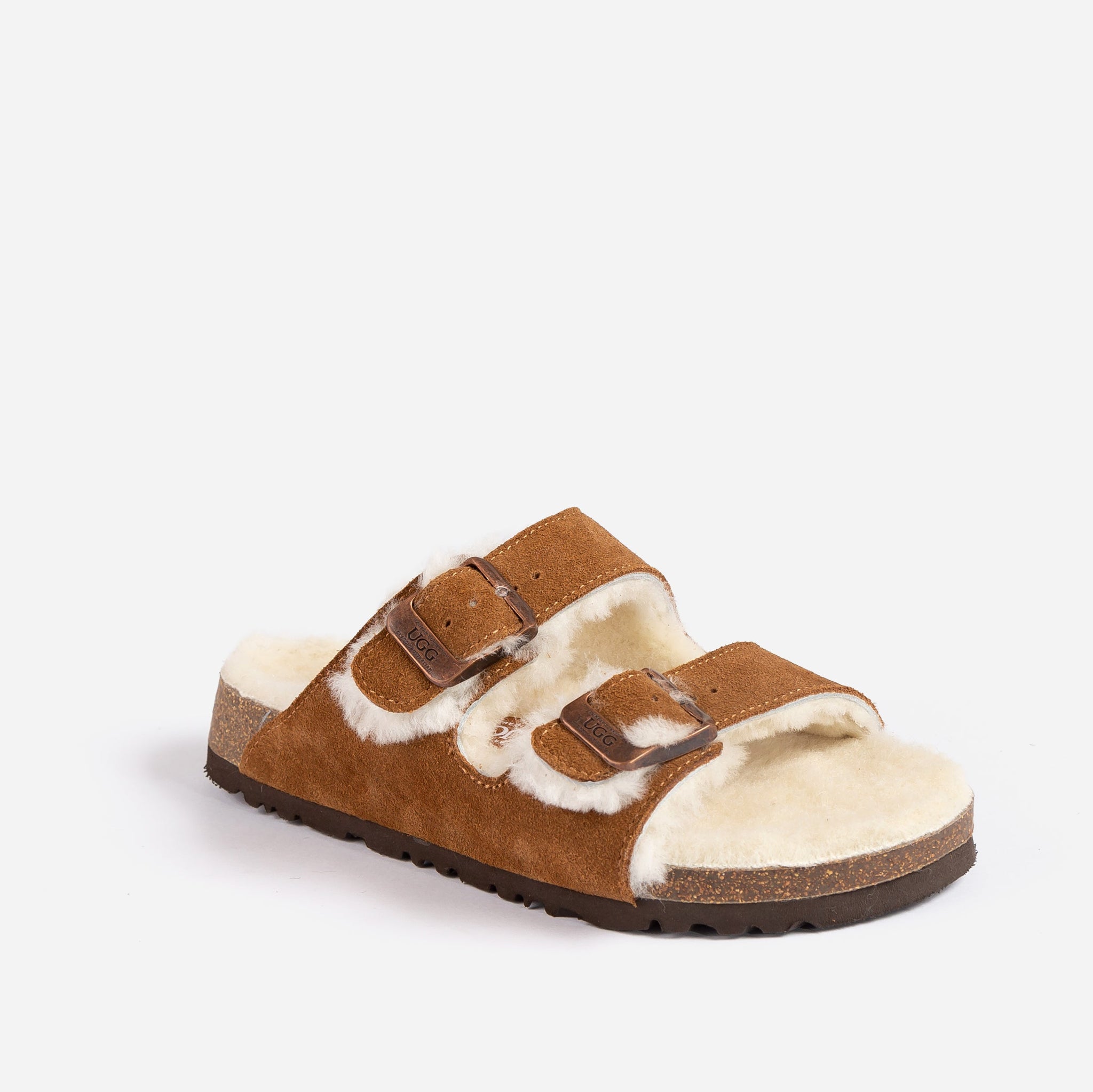 Ugg Aussie Shearling Buckled Sandals - Chestnut