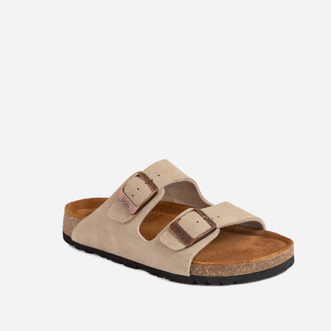Ozugg Aussie Victoria Suede Leather Unisex Slipper - Taupe