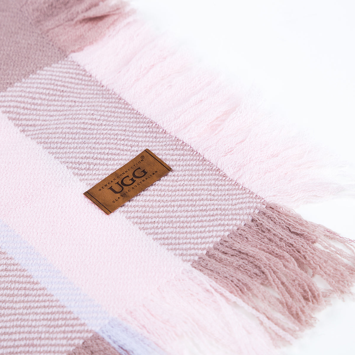 fringed check wool scarf