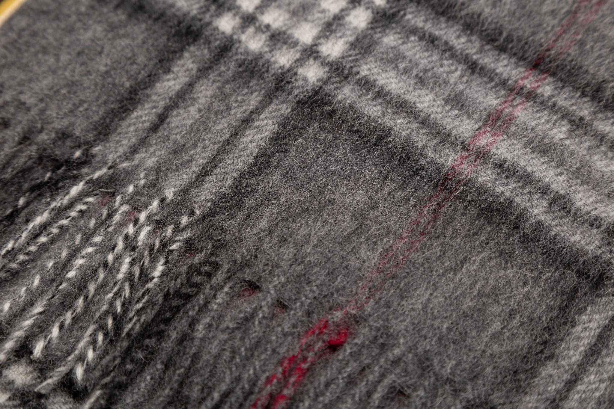 100% Wool Scarf Grey Check