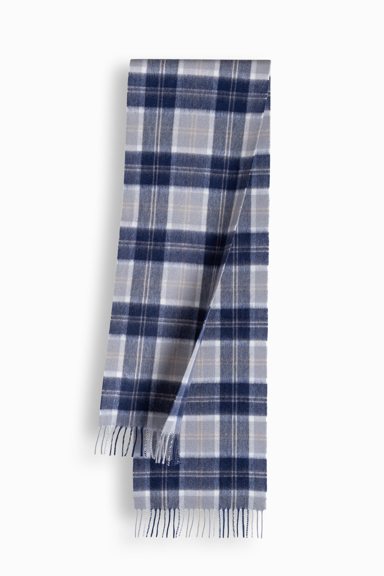 100% Wool Scarf Navy Ivory Check