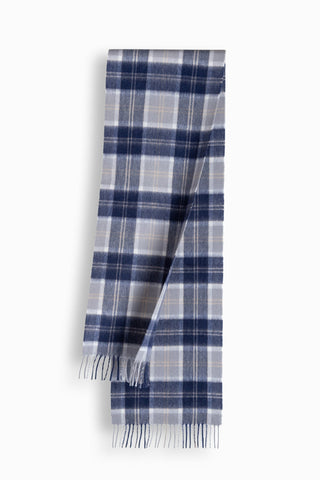 100% Wool Scarf Navy Ivory Check
